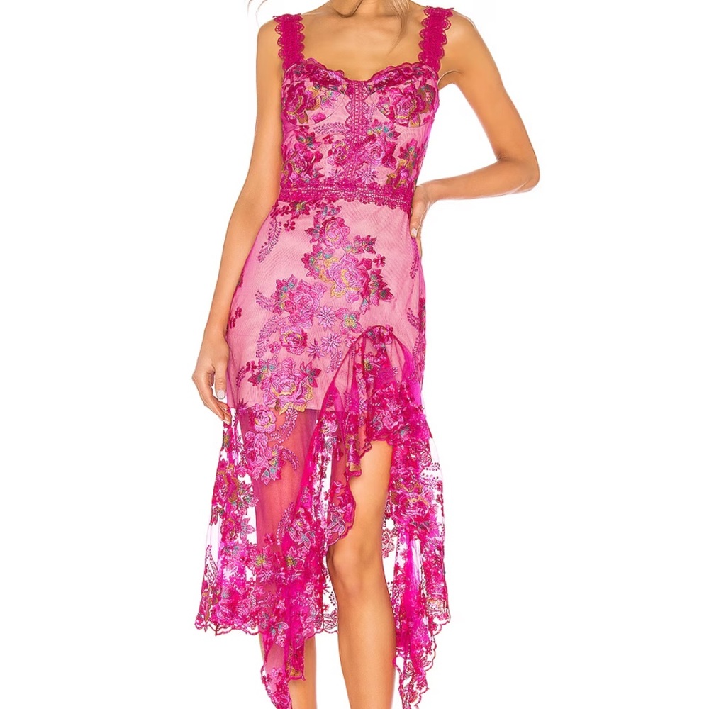 Eva Midi Dress in Fuchsia Bronx and Banco
